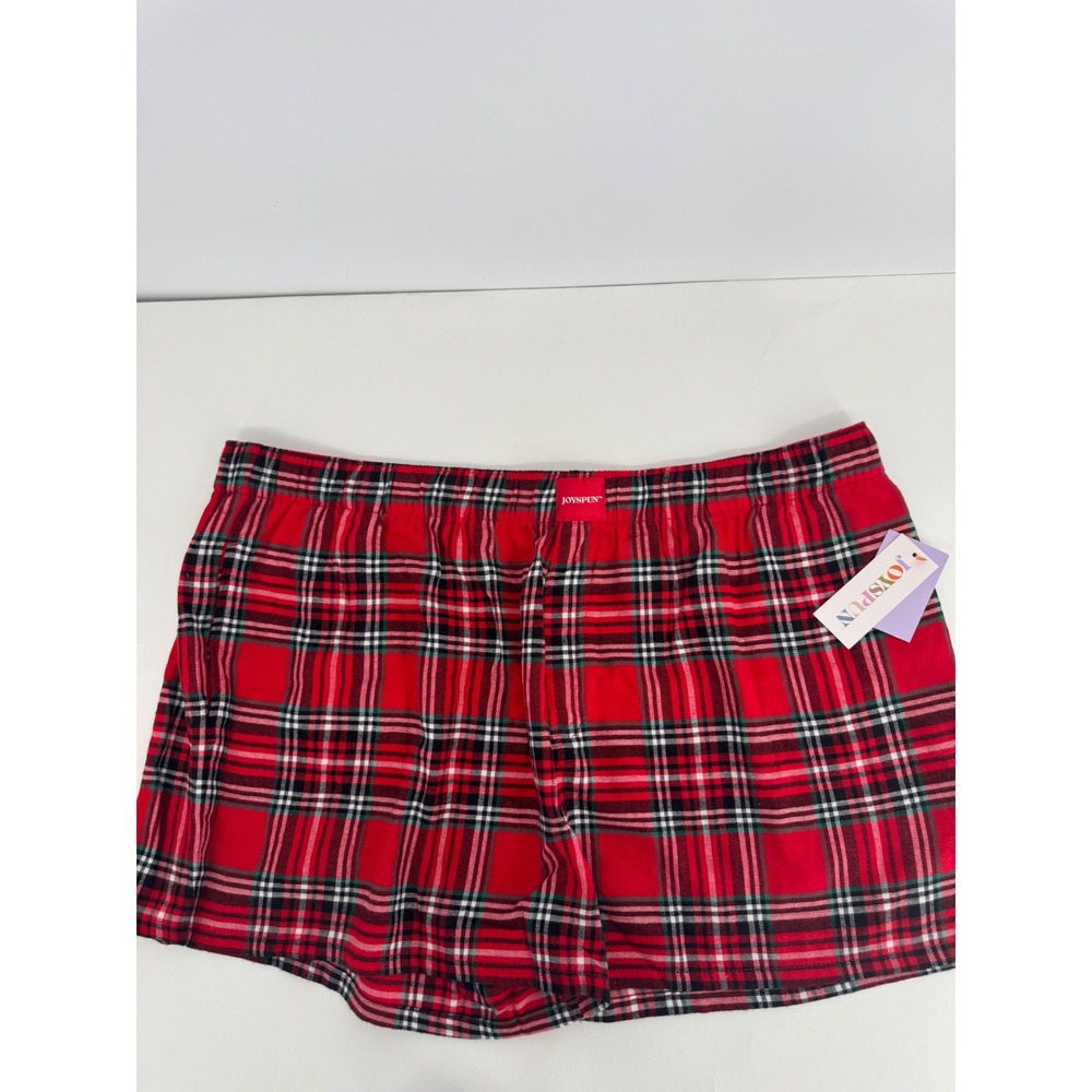 Joyspun‎ Womens Red Plaid Pajama Shorts Elastic Waist Sleepwear Tartan Size XL